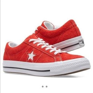 red converse like shoes